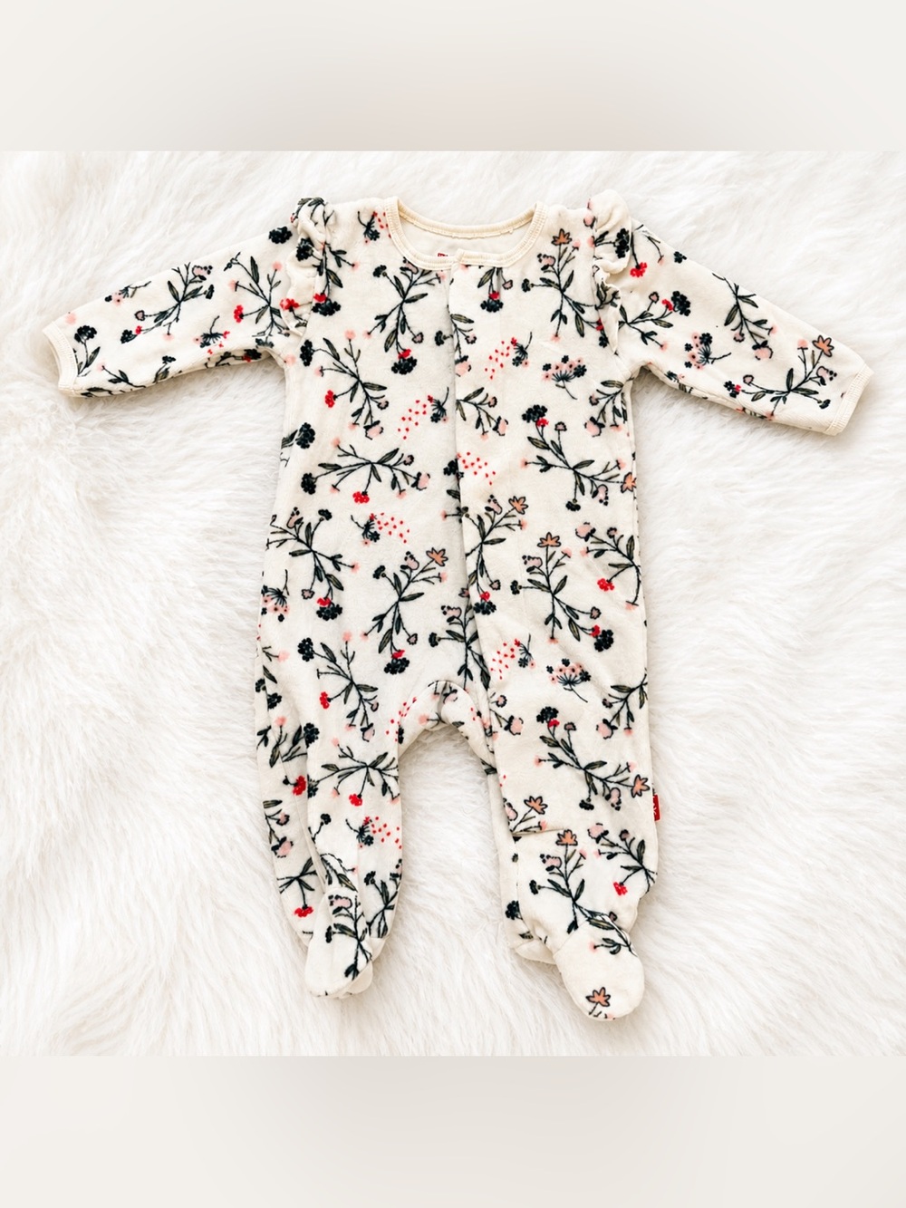 Magnetic Me Velour Floral Footie Pajamas Sleeper Baby